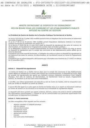 Annexe 4 Cdg72 Arrete Du President Du Cdg Definissant Le Dispositif De Signalement