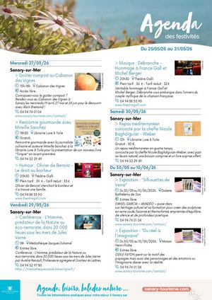 Agenda de la semaine du 25 au 31 mai 2026