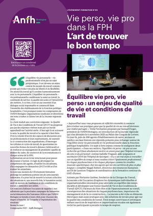 ANFH Bretagne - Evènement formation n°95 - Vie perso, vie pro dans la FPH