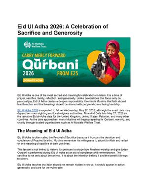 Eid Ul Adha 2026 A Celebration Of Sacrifice And Generosity