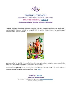 Proposition Tom Et Les Petites Bêtes