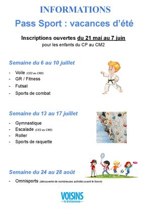 Affiche Infos Inscriptions Pass Sport éTé 2026