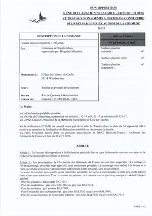 Arrêté 26 223 Rue De Quesnoy