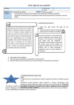 Actividad Siglo De Oro 1