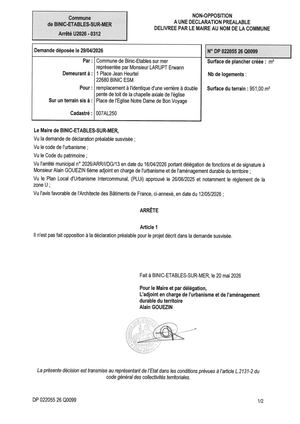 DP 26 Q 0099 - Arrêté