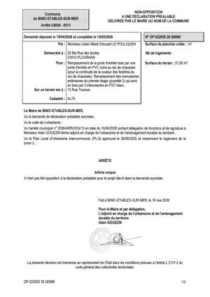 DP 26 Q 0088 Arrêté