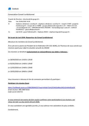 Mail Convocation Conseil Juridictionnel