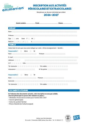 Fiche Inscription IFAC - Rentrée 2026 2027