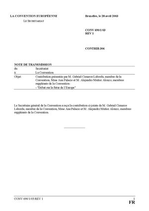 Travaux préparatoires pour une constitution pour l'Europe en lien avec les dispositions transversales du TFUE 2 (partie 2, pp. 409 à 803)