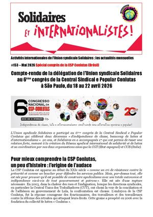2026 5 13 Solidaires International 153 Congrès Csp Conlutas