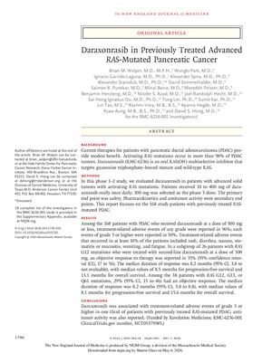 Nejm Daraxonrasib In Previously Treated Advanced Ras Mutated Pancreatic Cancer (1)