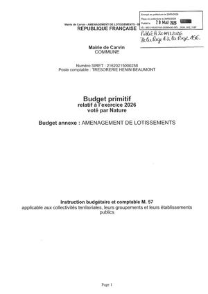 BUDGET PRIMITIF 2026 BUDGET ANNEXE AMENAGEMENT DE LOTISSEMENTS