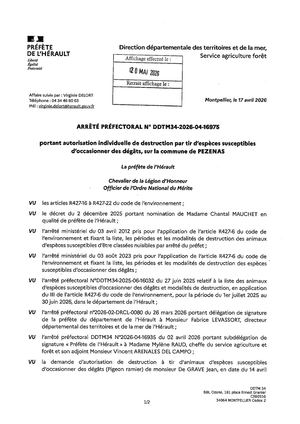 Arrêté Préfectoral N° Ddtm34 2026 04 16975