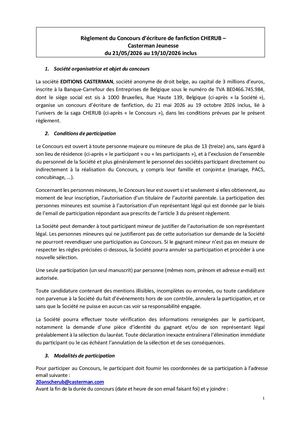 Règlement Concours D'écriture Cherub 2026