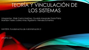 Teoría Y Vinculación De Los Sistemas