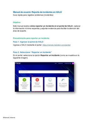 Manual De Usuario Reporte De Incidentes Halo