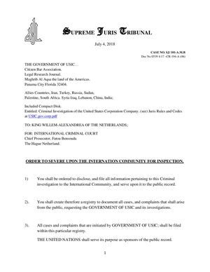 Supreme Juris Tribunal Directions To The Hague