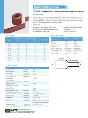 S1(n) 10 6~24k V Halogen Free Bus Bar Insulation Heat Shrink Tube