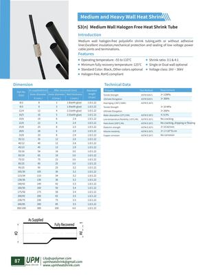 S3(n)medium Wall Halogen Free Heat Shrink Sealing Insulation Tube Upmheatshrink Com