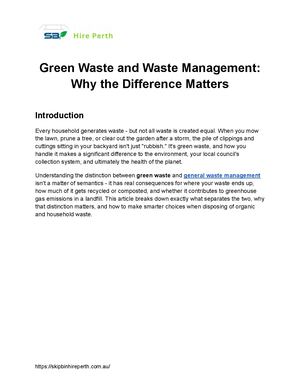 Green Waste and Waste Management: Why the Difference Matters