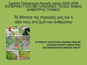 Τα βότανα της περιοχής μας και η αξία τους στη ζωή του ανθρώπου