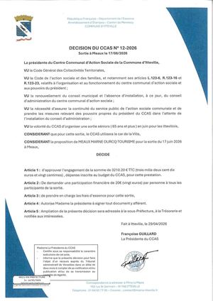 Décision 12 2026 Sortie à Meaux 17 06 2026