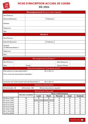 Fiche Inscription éTé 26