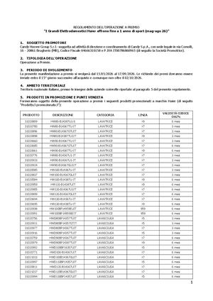 Regolamento Op Haier Grandi Elettrodomestici Def