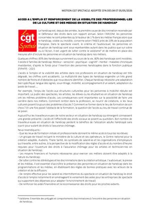 Motion Handicap Adoptée Au Cfn Des 4 Et 5 Mai 2026