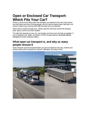 Enclosed Vehicle Transport vs Open Shipping – Which Option Protects Your Car Better?