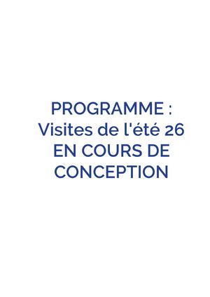 Les visites de l'été 2026