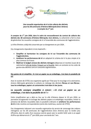Dp Nouvelle Organisation De Tri Et De Collecte Des Déchets (38 Communes D'amiens Métropole Hors Amiens)