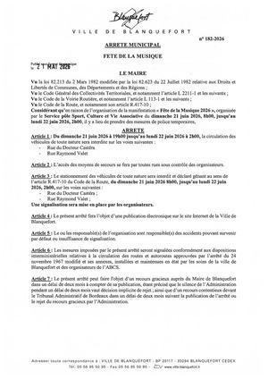 Arrêté n°182-2026