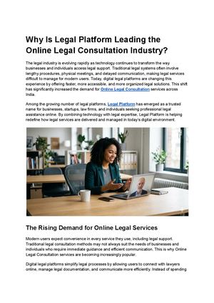 Why Is Legal Platform Leading The Online Legal Consultation Industry