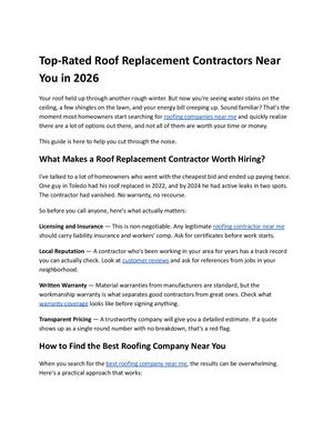 Top Rated Roof Replacement Contractors Near You In 2026