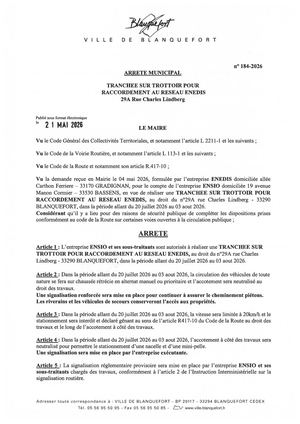 Arrêté n°184-2026