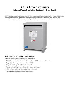 75 Kva Dry Type Transformers