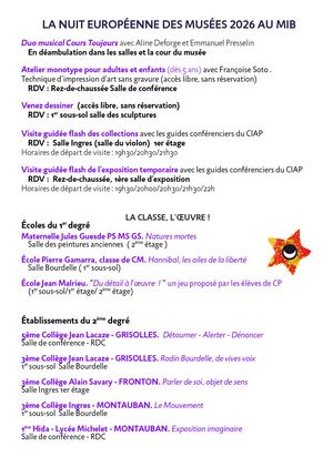 Nuit des Musées - Programme musée Ingres Bourdelle