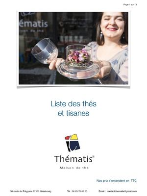 Liste des thés et tisanes- Maison de thé Thématis Strasbourg
