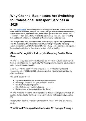 Why Chennai Businesses Are Switching To Professional Transport Services In 2026