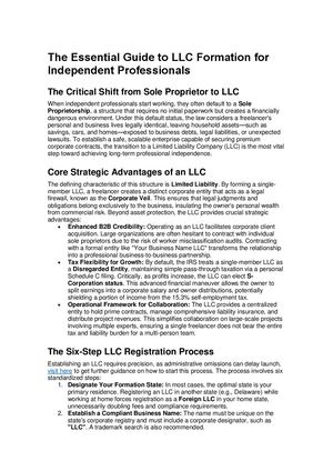 The Essential Guide To Llc Formation For Independent Professionals