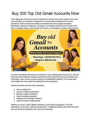 Buy 300 Top Old Gmail Accounts Now