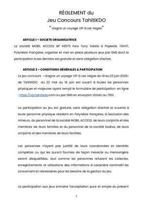 Règlement Du Jeu Concours Tahiti Kdo X Atn Vegas 19 Juin 2026