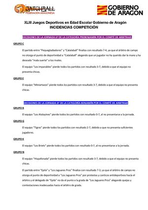 Incidencias Jornada 6