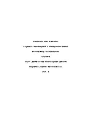 Indicadores Metodologia De Investigación