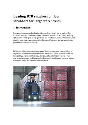 Leading B2b Suppliers Of Floor Scrubbers For Large Warehouses