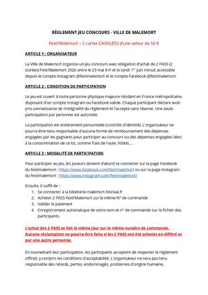 FM2026 - Réglement Jeu Concours Cashless