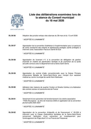 Liste Délibérations Cm 18052026
