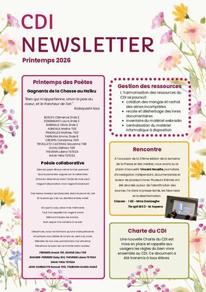 CDI Newsletter - Printemps 2026
