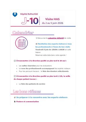 Hôpital Rothschild I J 10 I Visite HAS Du 2 Au 5 Juin 2026